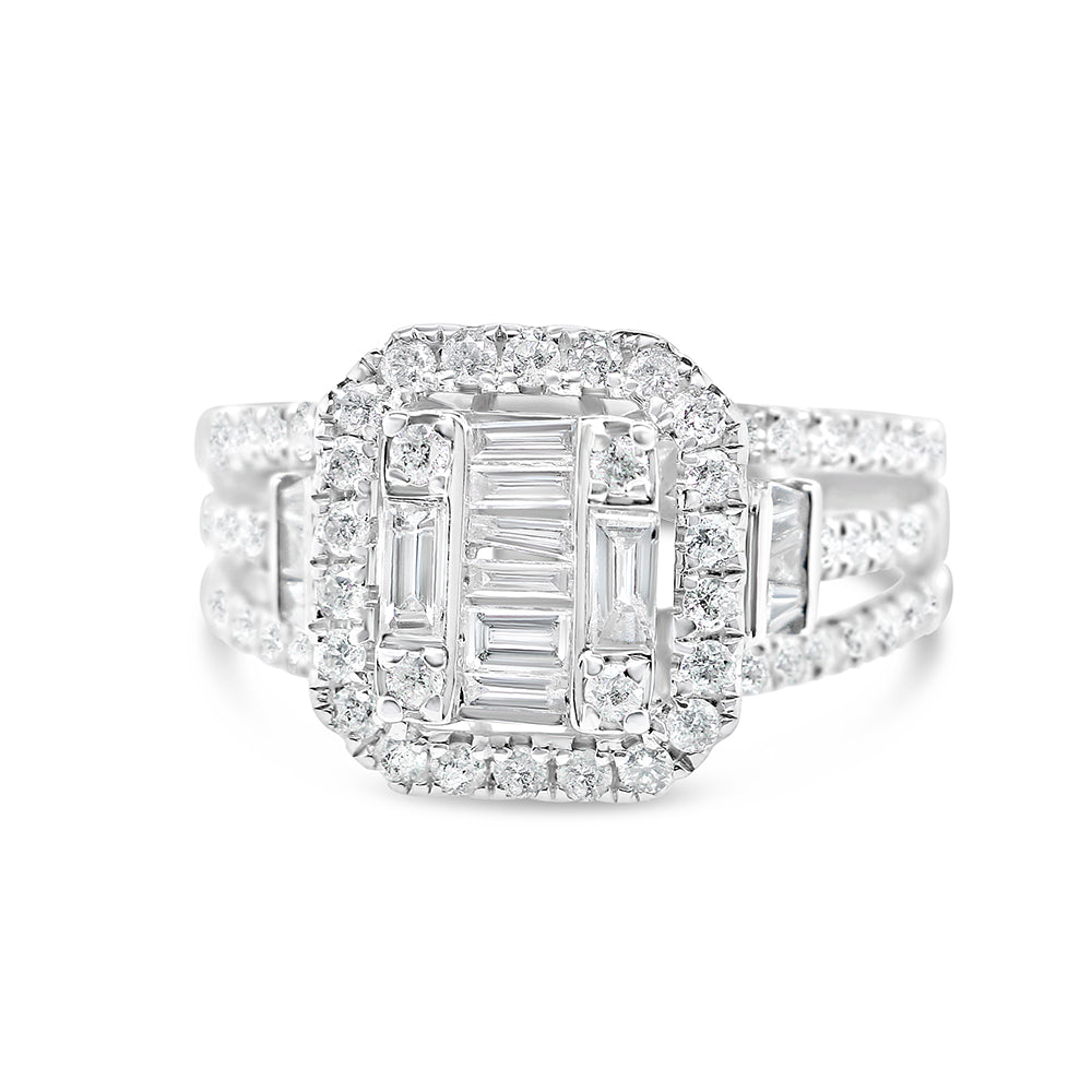 Gold Diamond Square Engagement Ring | 10K | 0.98 CTW