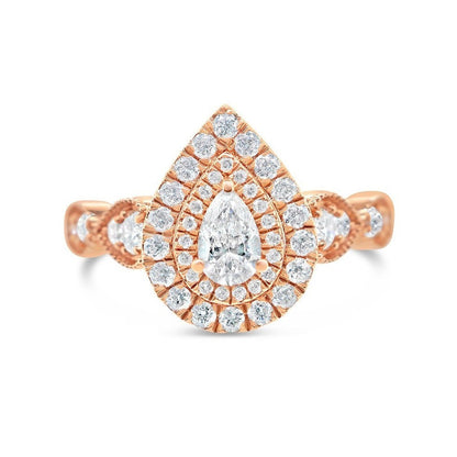 Gold Diamond Tear Drop/Pear Engagement Ring | 14K | 0.98 CTW