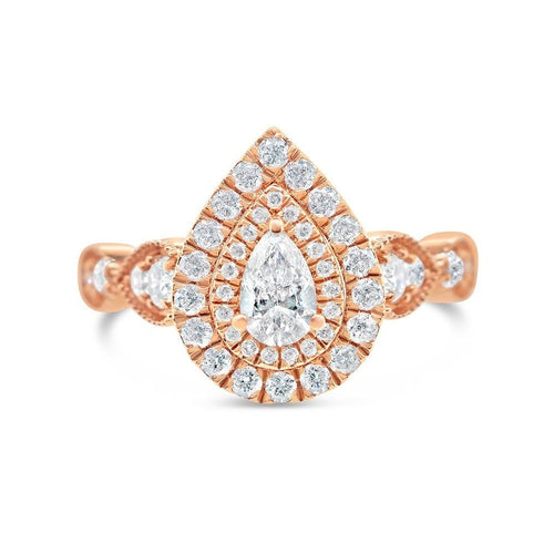 Gold Diamond Tear Drop/Pear Engagement Ring | 14K | 0.98 CTW