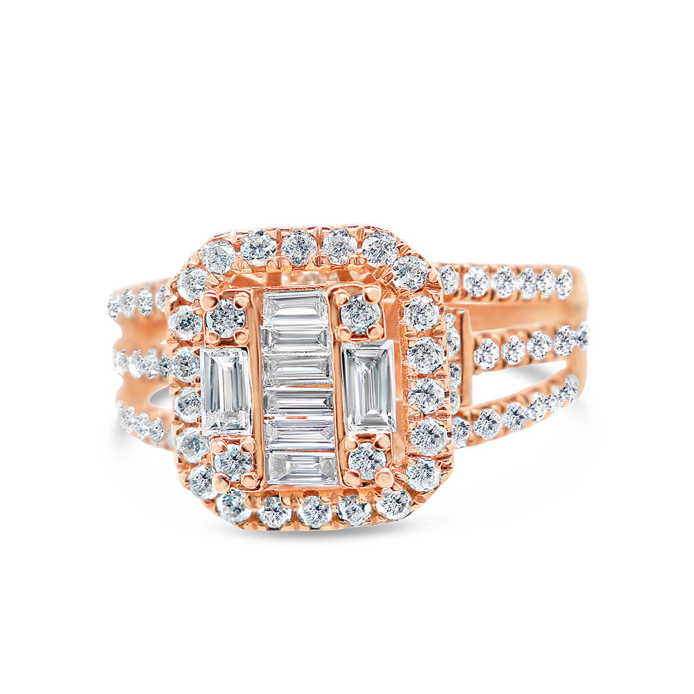 Gold Diamond Square Engagement Ring | 10K | 0.98 CTW