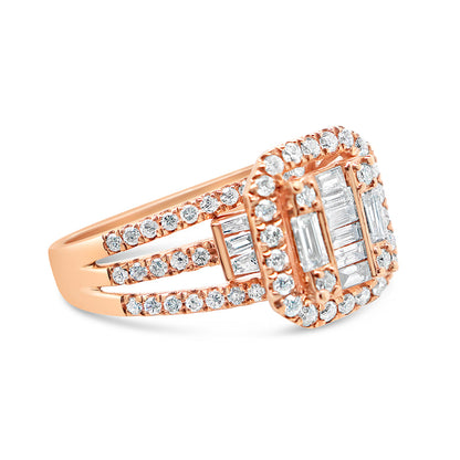 Gold Diamond Square Engagement Ring | 10K | 0.98 CTW