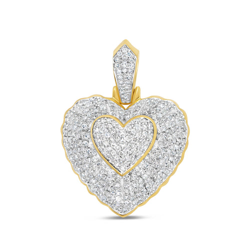 Double Golden Heart - Yellow Gold Diamond Pendant | 1.25CTW | 10K