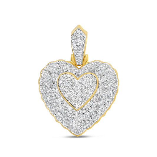 Double Golden Heart - Yellow Gold Diamond Pendant | 1.25CTW | 10K