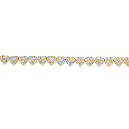 14K Gold 3.00CT Baguette and Round Diamond - Heart Bracelet