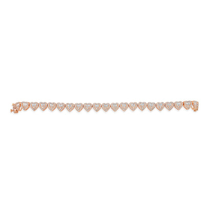 14K Gold 3.00CT Baguette and Round Diamond - Heart Bracelet