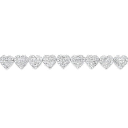 14K Gold 3.00CT Baguette and Round Diamond - Heart Bracelet