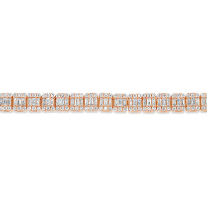 14K Yellow Gold 4.69CT Baguette and Round Diamond Bracelet