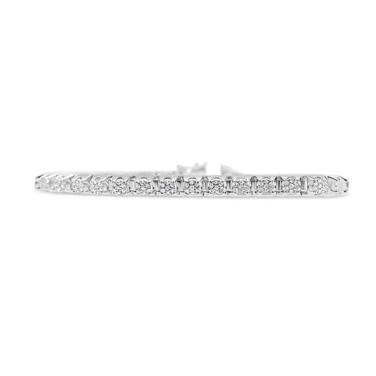 14K White Gold 1.60CT Flower Diamond Bracelet