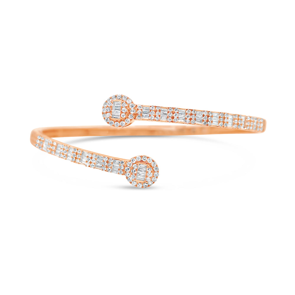 10K Gold 1.50CT Baguette and Round Diamond - Standard Round Eternity Bangle