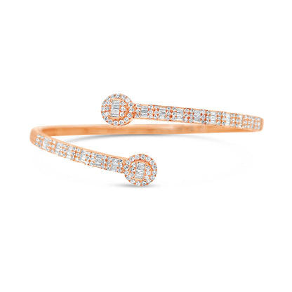 10K Gold 1.50CT Baguette and Round Diamond - Standard Round Eternity Bangle