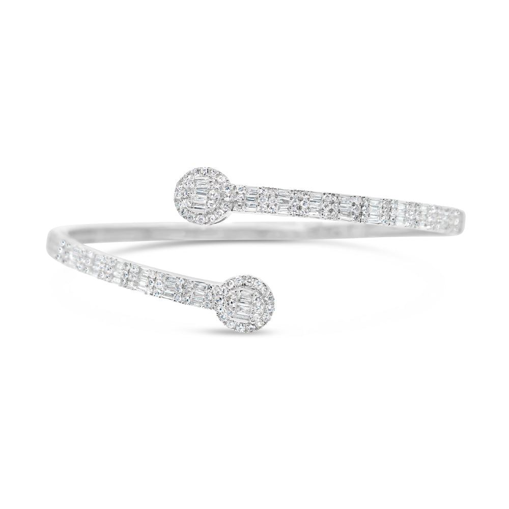 10K Gold 1.50CT Baguette and Round Diamond - Standard Round Eternity Bangle