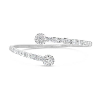10K Gold 1.50CT Baguette and Round Diamond - Standard Round Eternity Bangle
