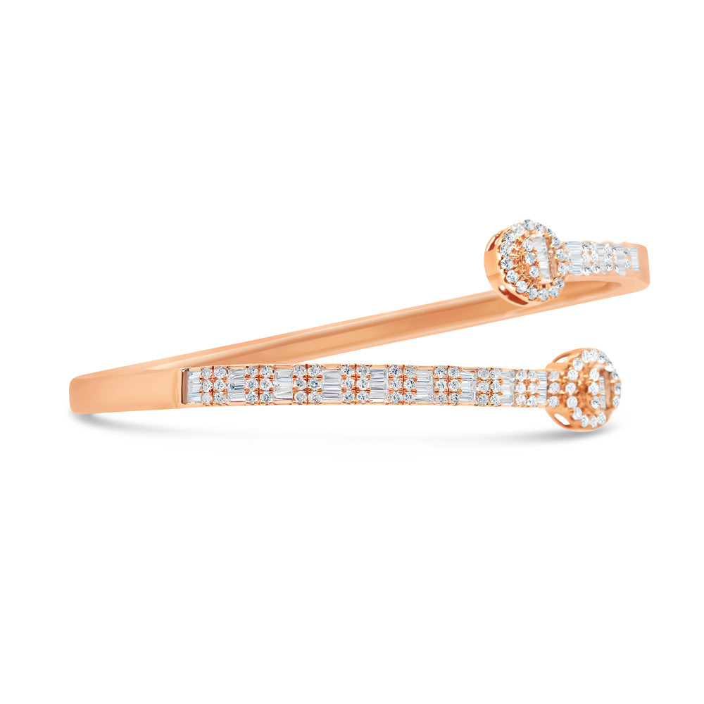 10K Gold 1.50CT Baguette and Round Diamond - Standard Round Eternity Bangle