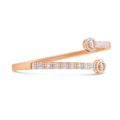 10K Gold 1.50CT Baguette and Round Diamond - Standard Round Eternity Bangle