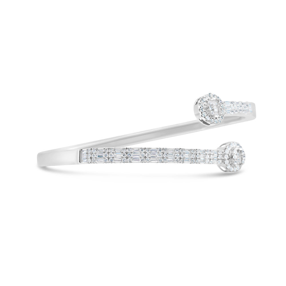 10K Gold 1.50CT Baguette and Round Diamond - Standard Round Eternity Bangle