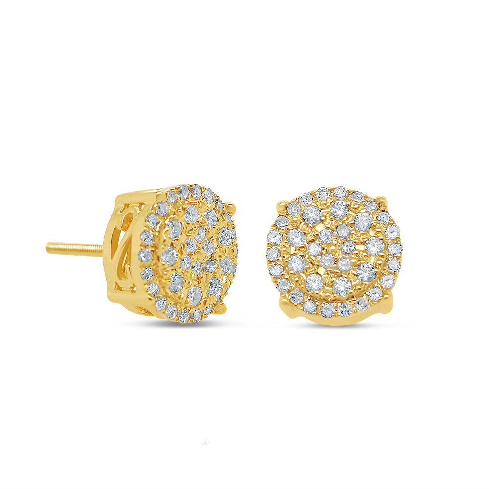 14k Gold Round Diamond Circle Earrings 10.5mm .47CT