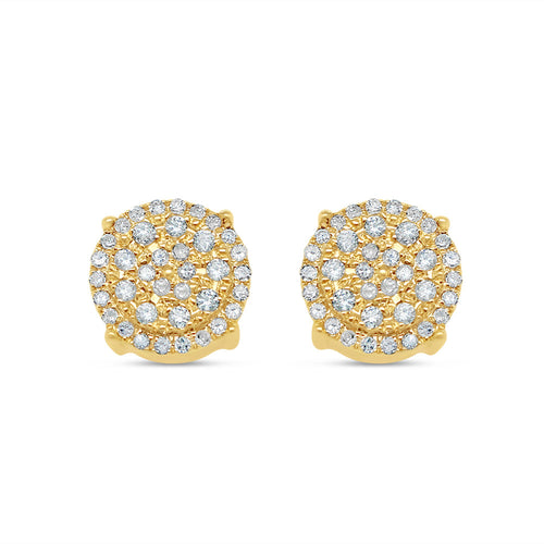 14k Gold Round Diamond Circle Earrings 10.5mm .47CT
