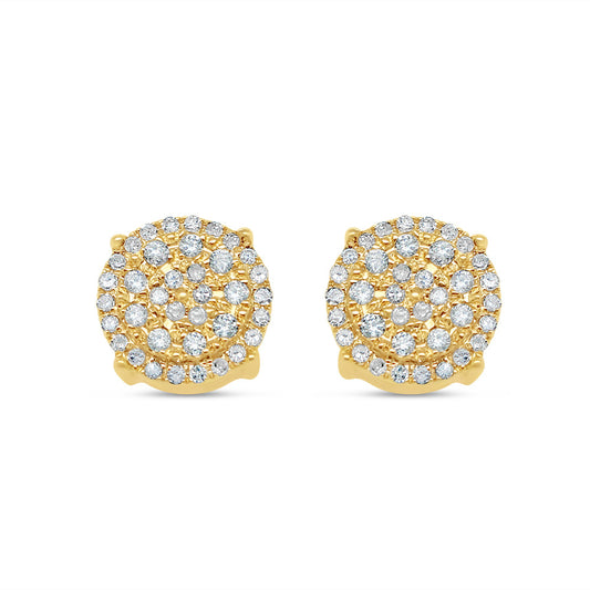 14k Gold Round Diamond Circle Earrings 10.5mm .47CT