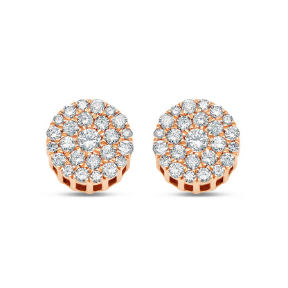 14k Gold Diamond Round Earrings 9.0mm 0.85CTW