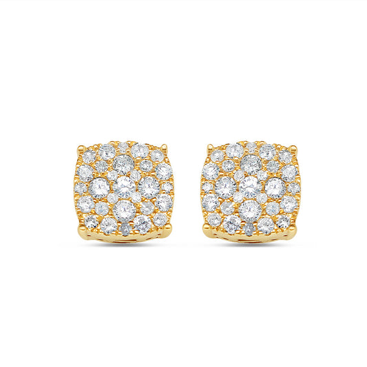 14k Gold Diamond Square Earrings 8.0mm 0.70CTW