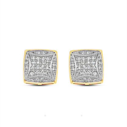 10k Gold Diamond Square Earrings 9mm .16CT