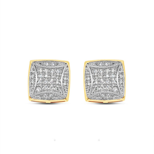 10k Gold Diamond Square Earrings 9mm .16CT