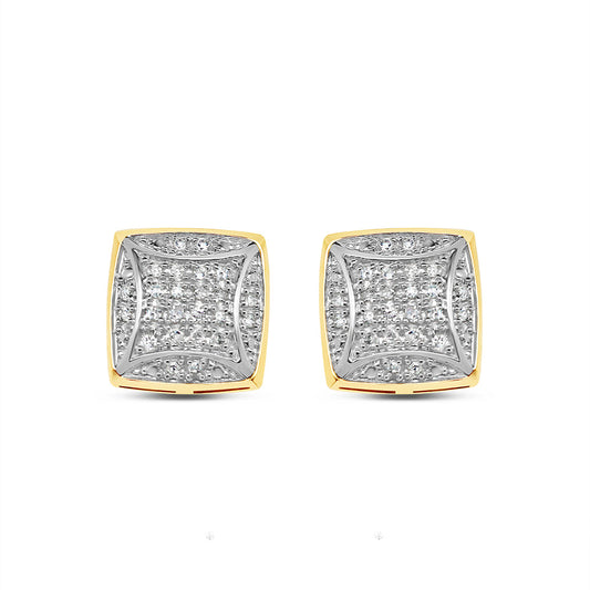 10k Gold Diamond Square Earrings 9mm .16CT