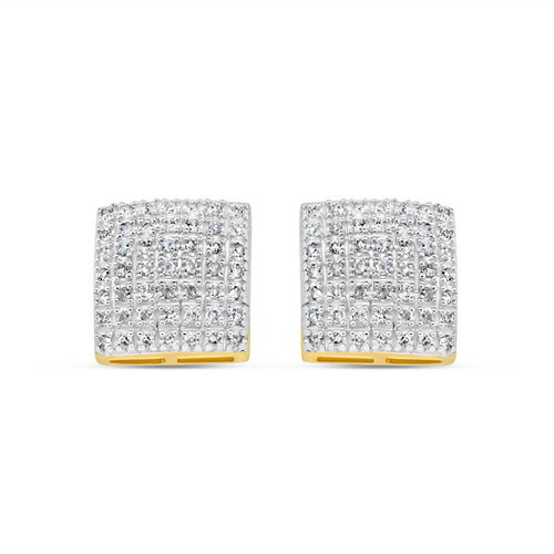 10k Gold Diamond Square Earrings 9.5mm .34CT