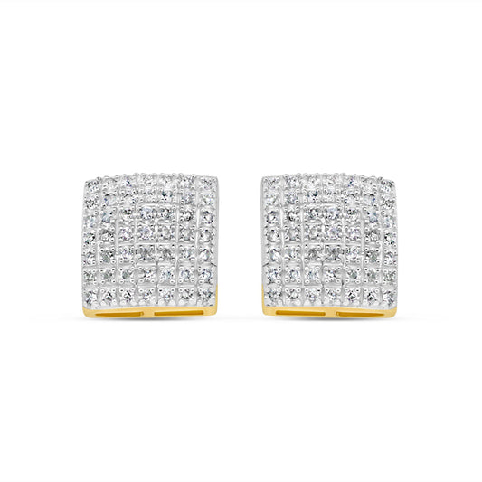 10k Gold Diamond Square Earrings 9.5mm .34CT