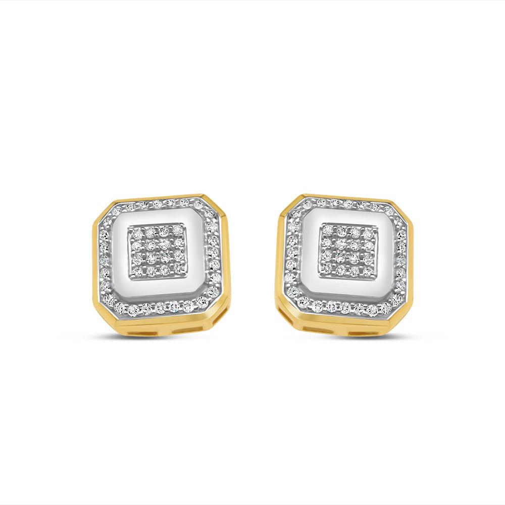 10k Gold Diamond Square Earrings 10.5mm .29CT