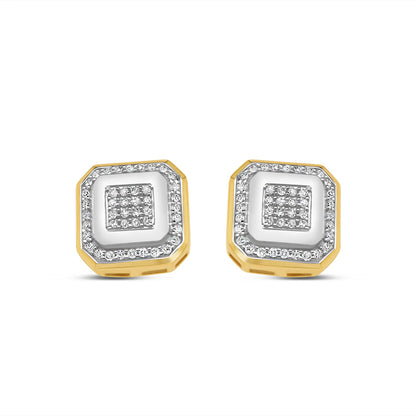 10k Gold Diamond Square Earrings 10.5mm .29CT