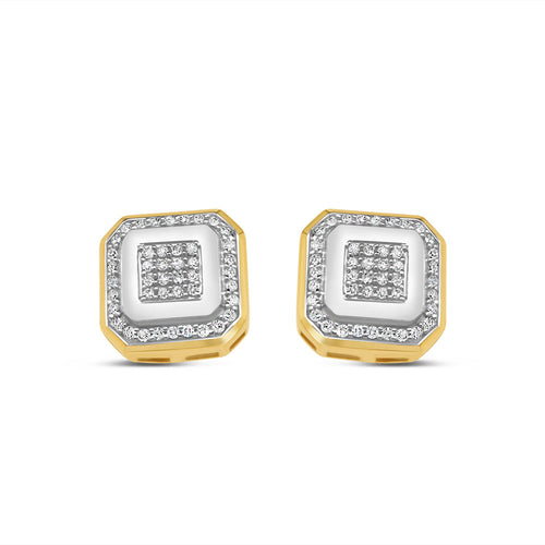 10k Gold Diamond Square Earrings 10.5mm .29CT