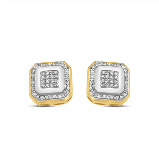 10k Gold Diamond Square Earrings 10.5mm .29CT