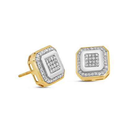 10k Gold Diamond Square Earrings 10.5mm .29CT