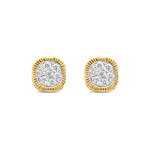 14K Yellow Gold | Diamond Cube Earrings | 1.00CTW | 6.70MM