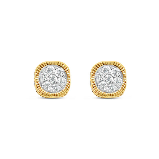 14K Yellow Gold | Diamond Cube Earrings | 1.00CTW | 6.70MM