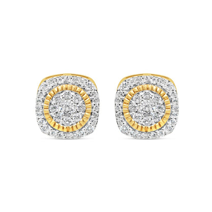 14K Yellow Gold | Diamond Square Earrings | 1.00CTW | 10.08MM