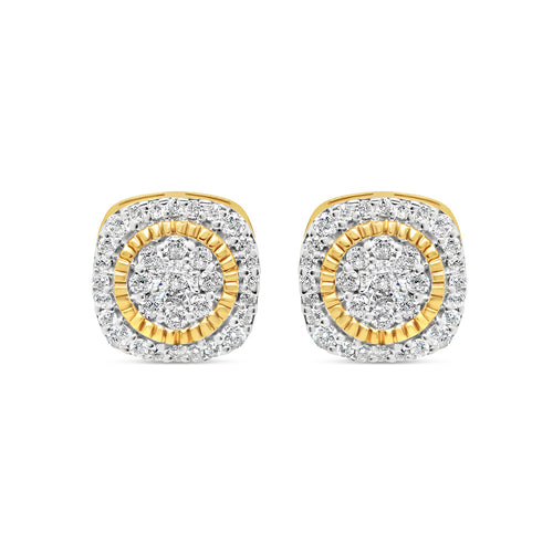 14K Yellow Gold | Diamond Square Earrings | 1.00CTW | 10.08MM