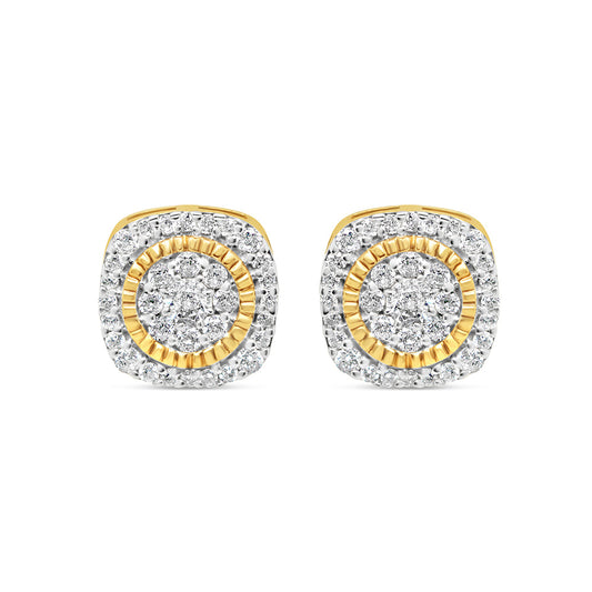 14K Yellow Gold | Diamond Square Earrings | 1.00CTW | 10.08MM