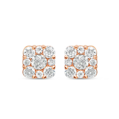 14K Rose Gold | Diamond Square Earrings | 0.74CTW | 6.40MM