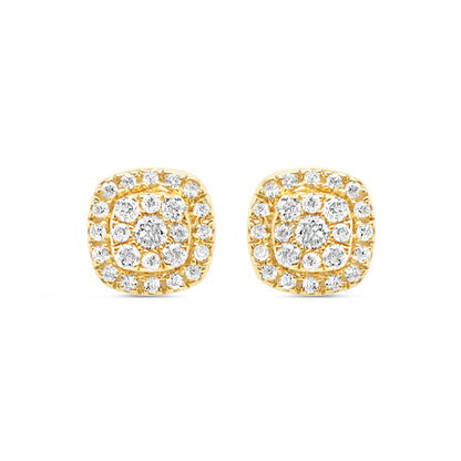 14K Yellow Gold | Diamond Square Earrings | 0.24CTW | 5.7MM