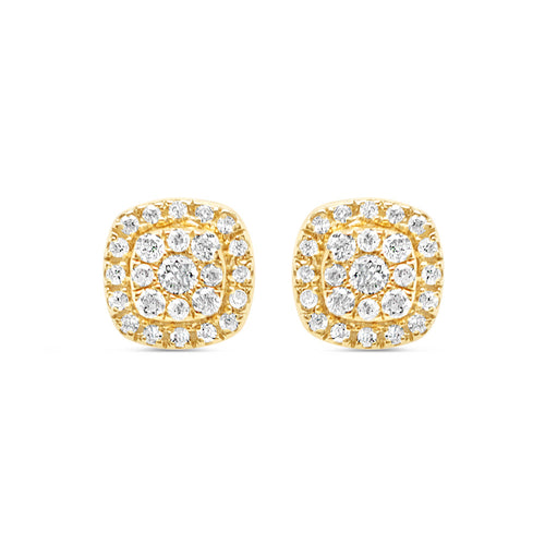 14K Yellow Gold | Diamond Square Earrings | 0.24CTW | 5.7MM