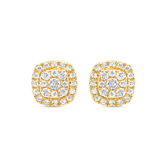 14K Yellow Gold | Diamond Square Earrings | 0.24CTW | 5.7MM