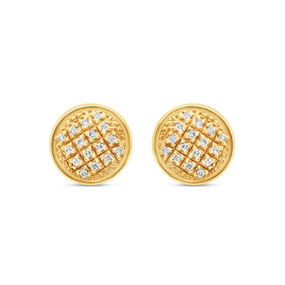 10K Yellow Gold | Diamond Full Yellow Earrings | 0.10CTW | 7.60MM