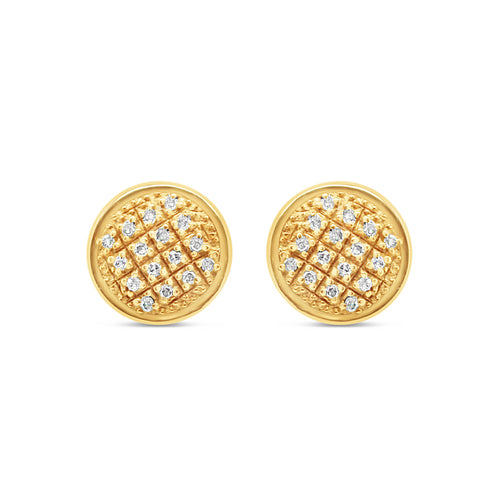 10K Yellow Gold | Diamond Full Yellow Earrings | 0.10CTW | 7.60MM