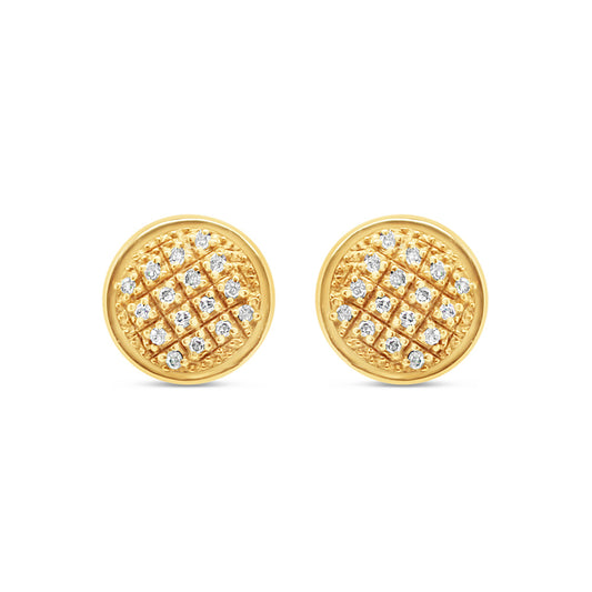 10K Yellow Gold | Diamond Full Yellow Earrings | 0.10CTW | 7.60MM