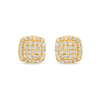 14K Yellow Gold | Diamond Square  Earrings | 0.50 CTW | 7.00MM