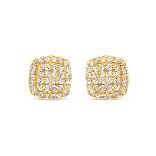 14K Yellow Gold | Diamond Square  Earrings | 0.50 CTW | 7.00MM