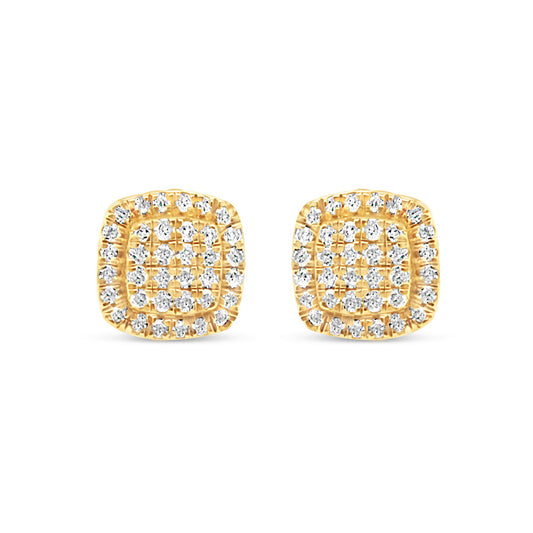 14K Yellow Gold | Diamond Square  Earrings | 0.50 CTW | 7.00MM
