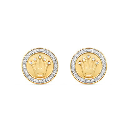 10K Yellow Gold | Diamond Rolex Earrings | 0.30CTW | 14MM